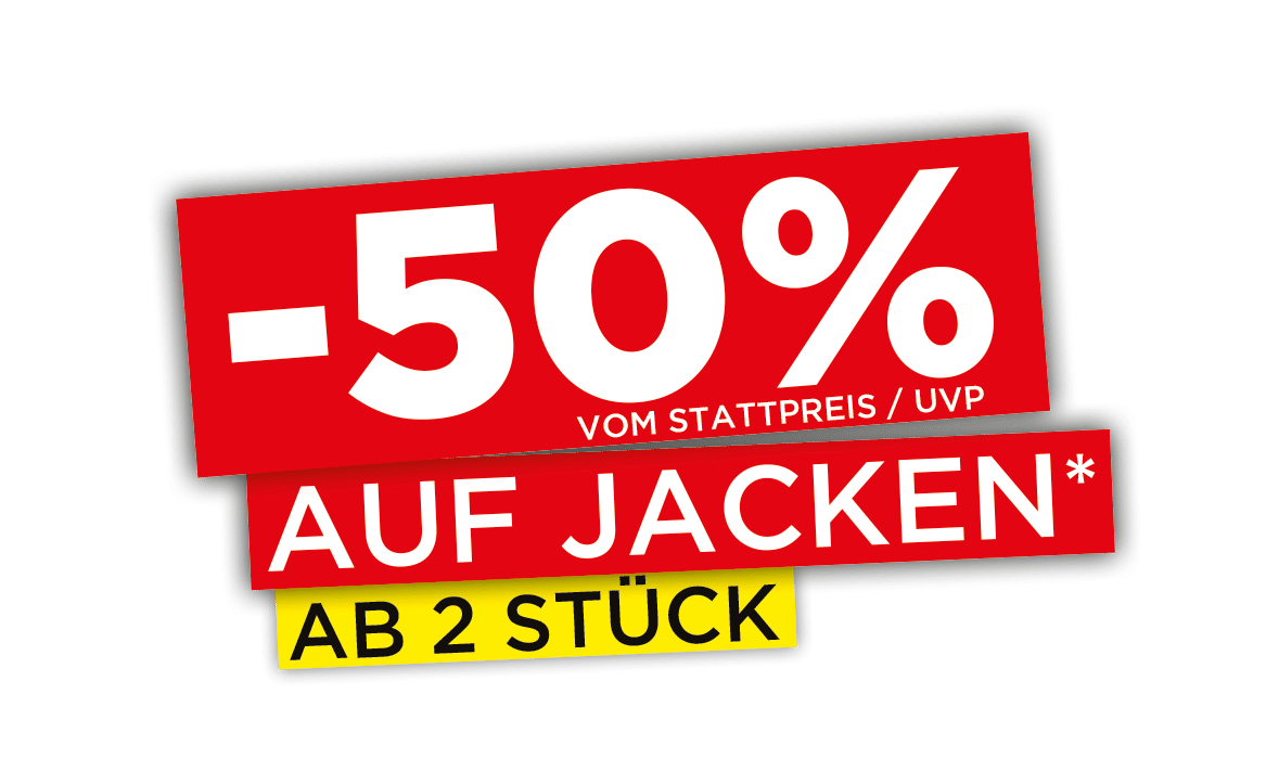 Aktionsbalken City Outlet Aktion 50% auf Jacken